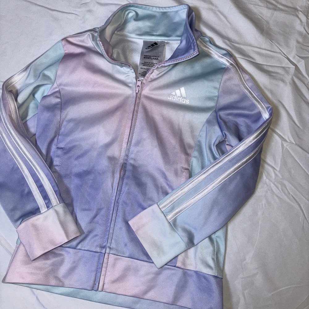 Adidas Toddler Girls Pastel Rainbow Full Zip Track Jacket Size 4T